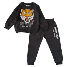 ست بلوز و شلوار دورس پسرانه طرح ببر نوک مدادی مناسب پاییز و زمستان