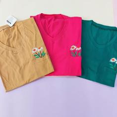 تیشرت گلدوزی زنانه و دخترانه وارداتی فری سایز در رنگبندی