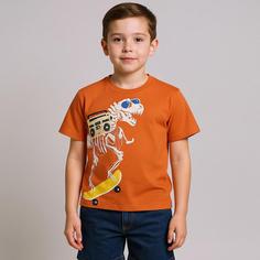 تی شرت آستین کوتاه پسرانه فیورلا مدل دایناسور اسکیت باز کد 45074