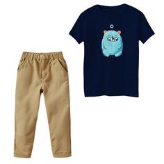 ست تی‌شرت و شلوار پسرانه مدل سالیوان کارتونی رنگ سرمه ای