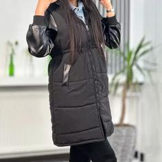 کاپشن آستین چرم کلاهدار ارسال رایگان 