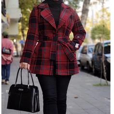 پالتو زنانه و دخترانه پشمی گرم پالتو کلاسیک چهارخانه مانتو پاییزه کت شیک پاییزه و زمستانه گرم کاپشن زنانه 