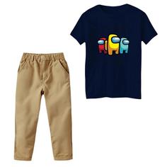 ست تی‌شرت و شلوار پسرانه مدل امانگ آس کد 2 رنگ سورمه ای