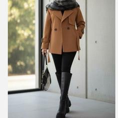 پالتو زنانه شتری فوتر کوبیده پالتو کوتاه زنانه