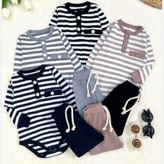 لباس نوزادی، بادی شلوار پسرانه طرح رینگی