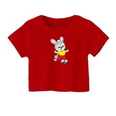 کراپ تیشرت آستین کوتاه زنانه مدل اسکیت سوار کد 06 رنگ قرمز