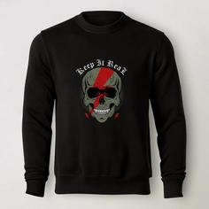 سویشرت دورس مشکی طرح Keep It Real Skull | استایل مفهومی | کد AR040