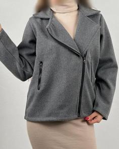 کت زنانه یقه انگلیسی کتان طوسی 99970