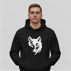 هودی مشکی طرح گرگ - Wolf | استایل اسپرت | کد B025