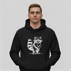 هودی مشکی طرح راکون - raccoon | استایل اسپرت | کد B023