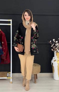 کت زنانه مجلسی مخمل شنل و گلدوزی