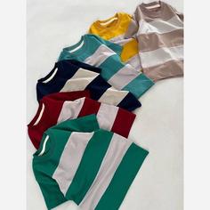 تیشرت پسرانه دخترانه رینگری سایز 35و40و45و50 و55 جنس پنبه خردلی سبز سرمه ای زرشکی کرم 