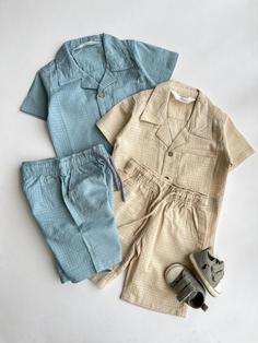 3643 - ست لینن پیراهن و شلوارک پسرانه برند H&M