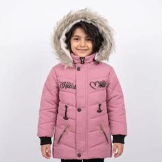 کاپشن دخترانه آستر خز طرح قلبی رنگ صورتی