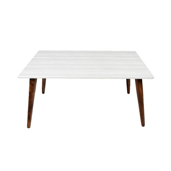 میز جلو مبلی سفید پایه چوبی|ایده ها