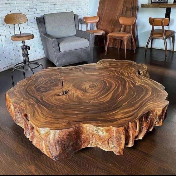 میز جلو مبلی با تنه درخت|ایده ها