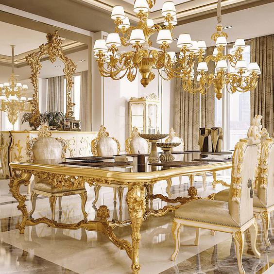 میز ناهار خوری سلطنتی پایه طلایی|ایده ها