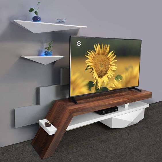 میز تلویزیون دیواری مدرن چوبی|ایده ها