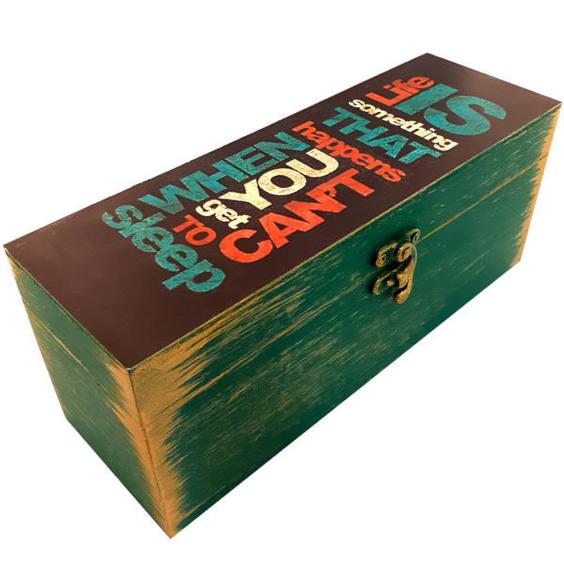 جعبه هدیه چوبی مدل فانتزی طرح نوشته کد WB91|دیجی‌کالا