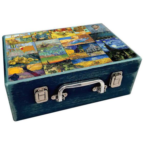 جعبه هدیه چوبی مدل چمدان طرح آثار مشهور ونگوک کد WS31|دیجی‌کالا