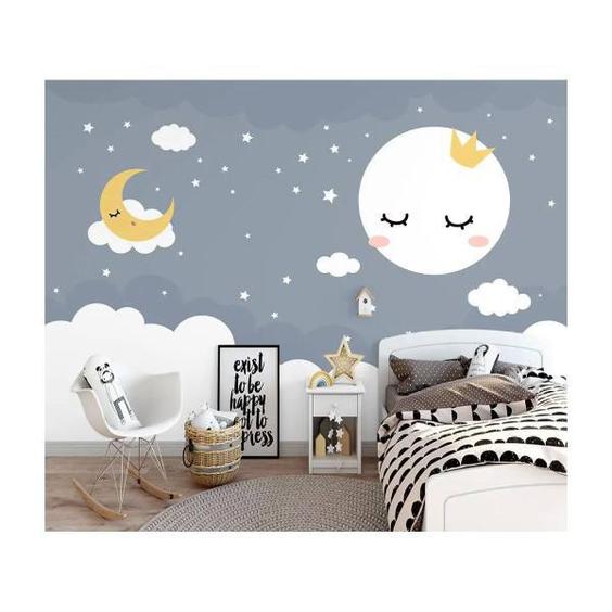 پوستر دیواری اتاق کودک مدل ماه و ستاره در شب|دیجی‌کالا