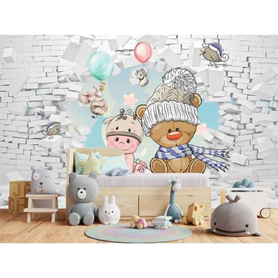 پوستر دیواری اتاق کودک مدل سه بعدی طرح عروسکی خرس کد 1047|دیجی‌کالا