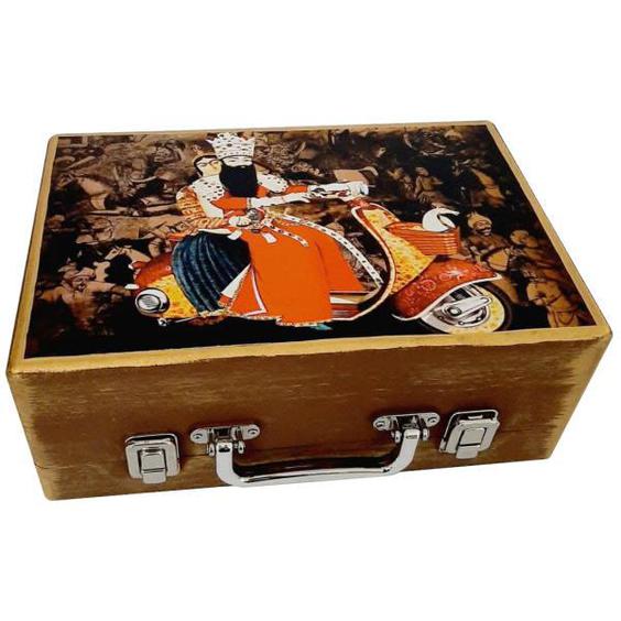 جعبه هدیه چوبی مدل چمدان طرح فانتزی قجری کد WS09|دیجی‌کالا