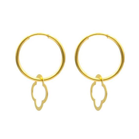 گوشواره طلا 18 عیار زنانه کاپانی مدل حلقه ای با آویز کد KE016|دیجی‌کالا