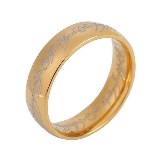 انگشتر مردانه مدل حلقه ارباب حلقه ها حکاکی لیزری رنگ طلایی|دیجی‌کالا
