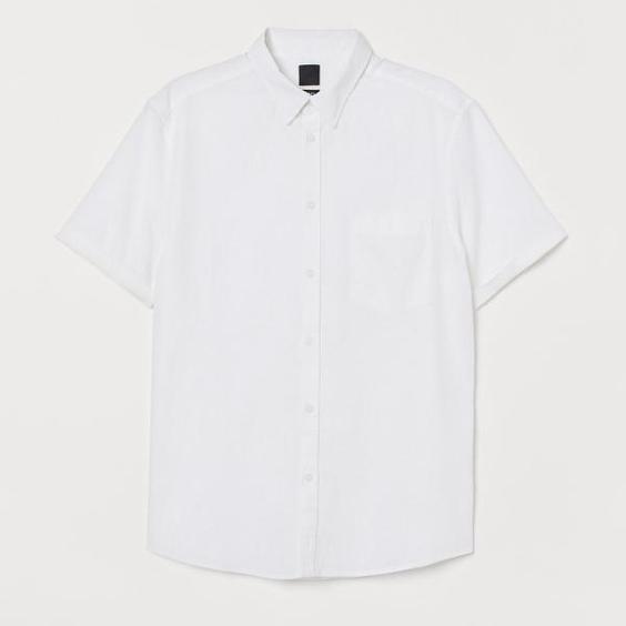 پیراهن آستین کوتاه مردانه اچ اند ام مدل 0640108005 Linen-blend|دیجی‌کالا