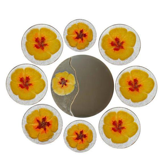 مجموعه ظروف هفت سین 9 پارچه مدل گل زرد|دیجی‌کالا