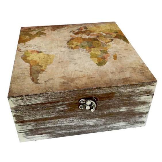 جعبه هدیه مدل آنتیک طرح نقشه جهان کد WB102|دیجی‌کالا