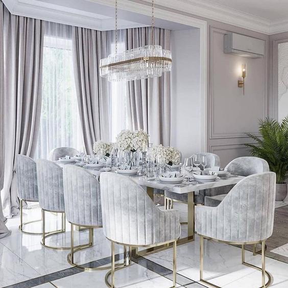 میز سفید سلطنتی ناهارخوری|ایده ها