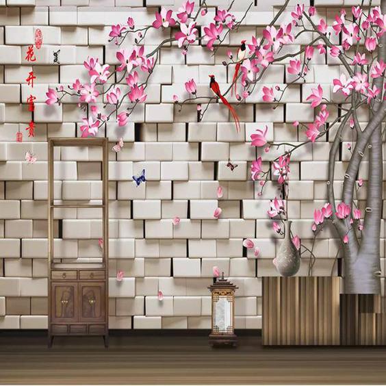 پوستر دیواری سه بعدی مدل درخت شکوفه صورتی DRVF1108|دیجی‌کالا