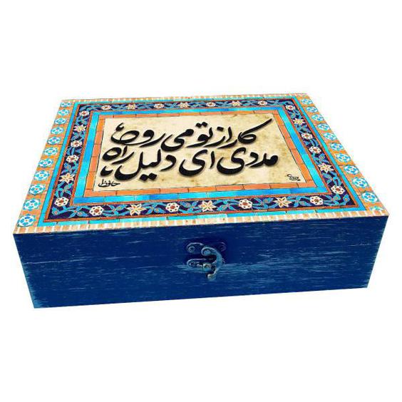 جعبه هدیه چوبی مدل هنری طرح کاشی کد WB213|دیجی‌کالا