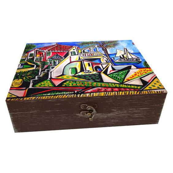 جعبه هدیه چوبی مدل هنری طرح پیکاسو کد WB227|دیجی‌کالا