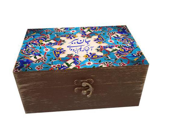 جعبه هدیه چوبی مدل هنری طرح کاشی کد SB61|دیجی‌کالا
