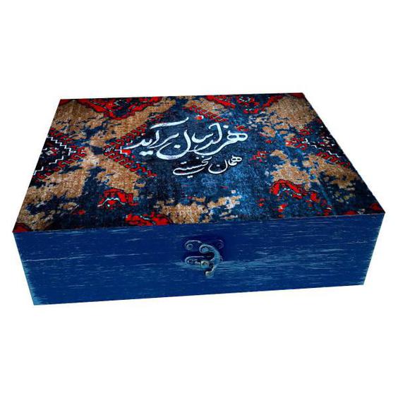 جعبه هدیه چوبی مدل هنری طرح قالی کد WB220|دیجی‌کالا