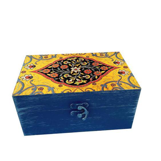 جعبه هدیه چوبی مدل هنری طرح کاشی کد SB83|دیجی‌کالا