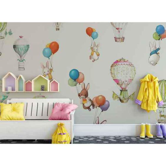 پوستر دیواری اتاق کودک طرح خرگوش پرنده|دیجی‌کالا