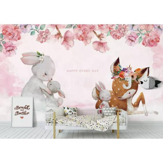 پوستر دیواری اتاق کودک طرح خرگوش و روباه مدل drv1113 |دیجی‌کالا
