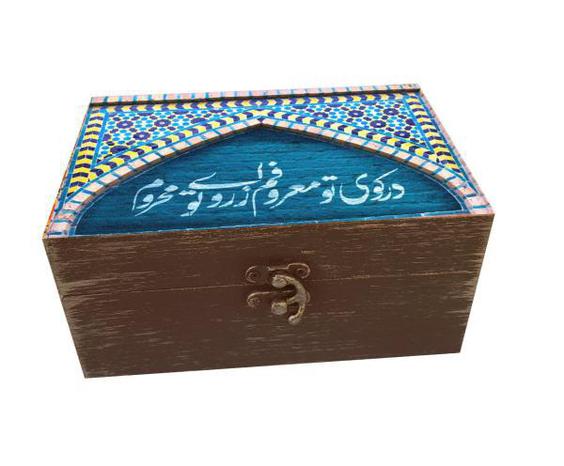 جعبه هدیه چوبی مدل هنری طرح کاشی کد SB64|دیجی‌کالا