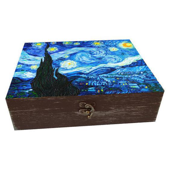 جعبه هدیه چوبی مدل هنری طرح ونگوک کد WB228|دیجی‌کالا