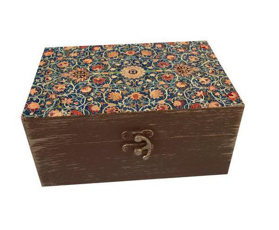 جعبه هدیه چوبی مدل هنری طرح کاشی کد SB63|دیجی‌کالا