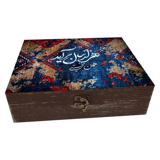 جعبه هدیه چوبی مدل هنری طرح قالی کد WB238|دیجی‌کالا