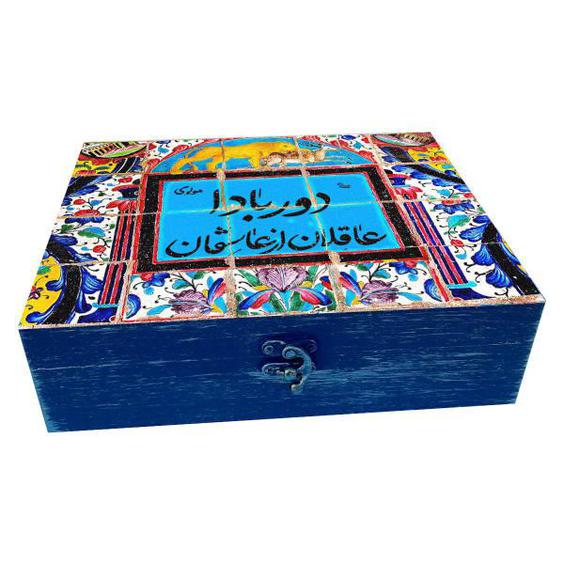 جعبه هدیه چوبی مدل هنری طرح کاشی کد WB215|دیجی‌کالا