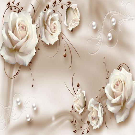 پوستر دیواری سه بعدی مدل گل رز برحسته سفید DVRF1187|دیجی‌کالا