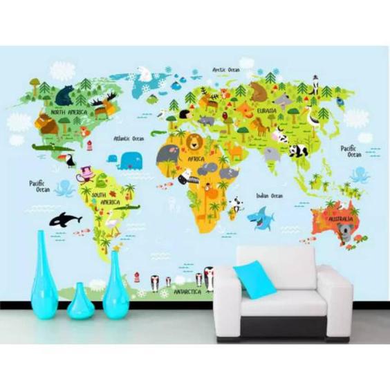 پوستر دیواری اتاق کودک طرح نقشه جهان مدل drv1063|دیجی‌کالا