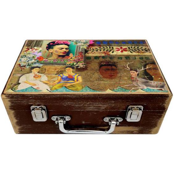 جعبه هدیه چوبی مدل چمدان طرح فریدا کد WS22|دیجی‌کالا