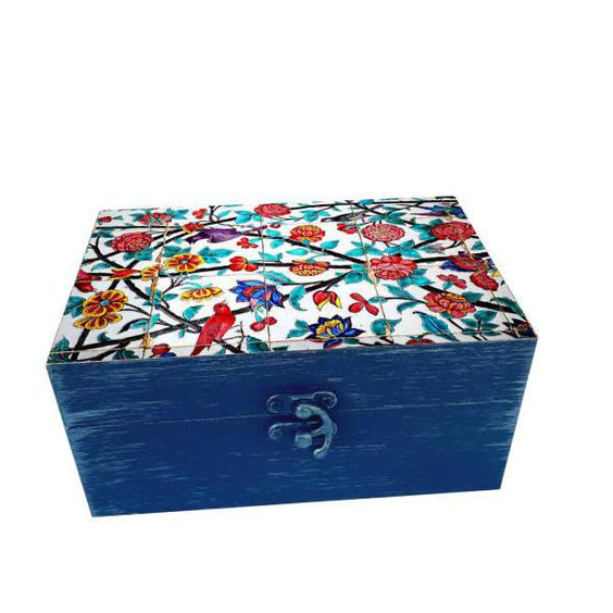 جعبه هدیه چوبی مدل هنری طرح کاشی کد SB85|دیجی‌کالا